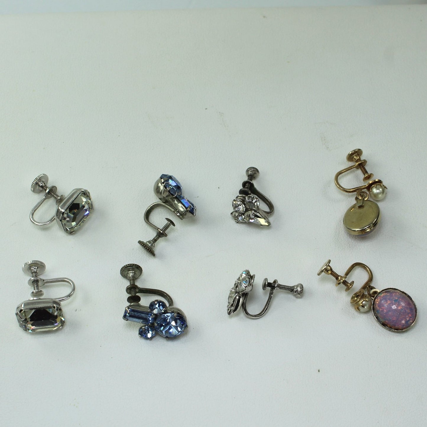 Collection 15 Pairs Earrings Screw Clip Unmarked Above Avg Quality RS Dangle Filigree other view RS earrings in lot