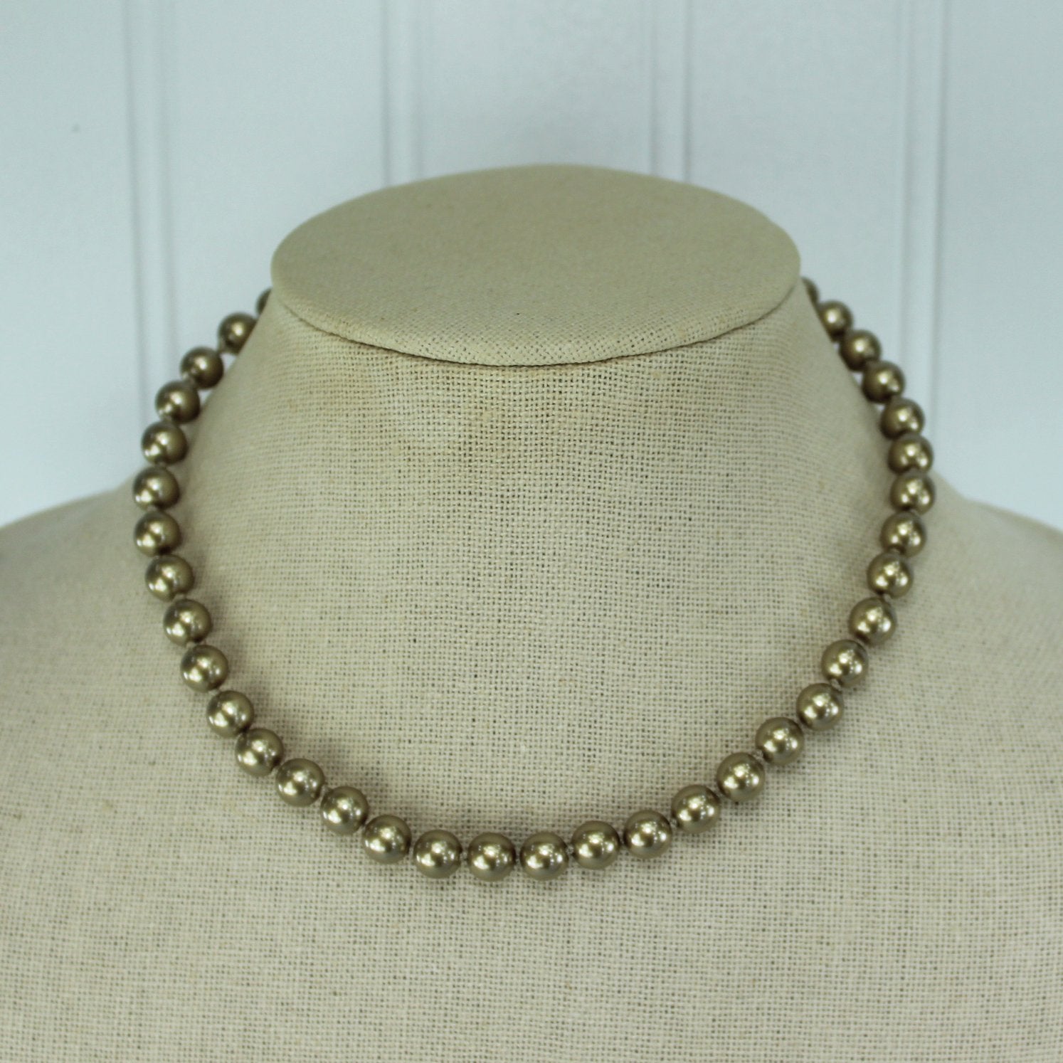 Marvella Champagne Faux Pearl Necklace Vintage NWT Vintage 18" Japan choker size