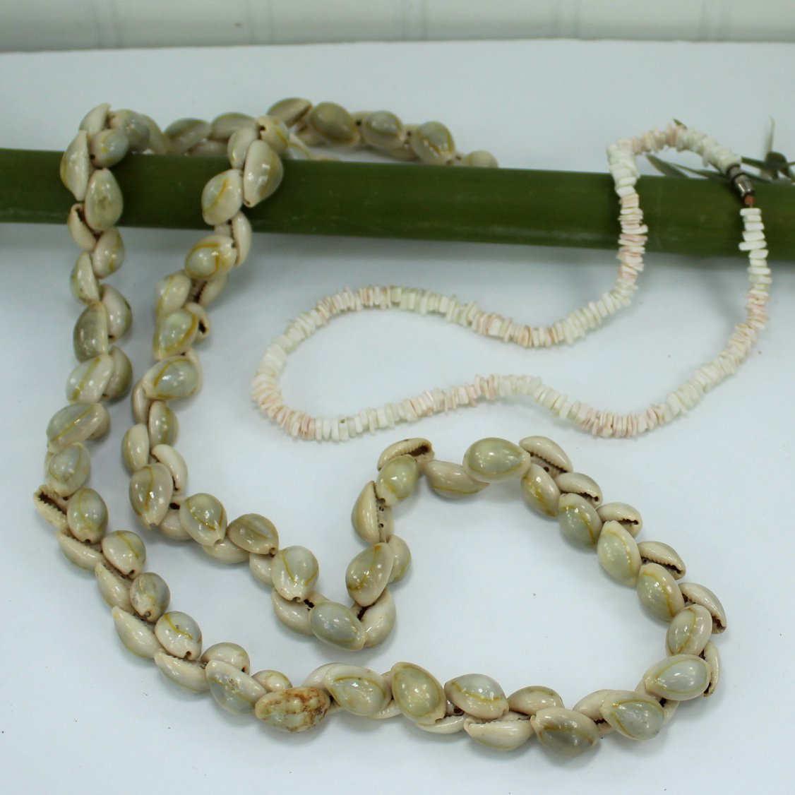 Collection 4 Shell Necklaces Vintage Puka MOP Cut Shell Wear DIY Craft clat view puk shell