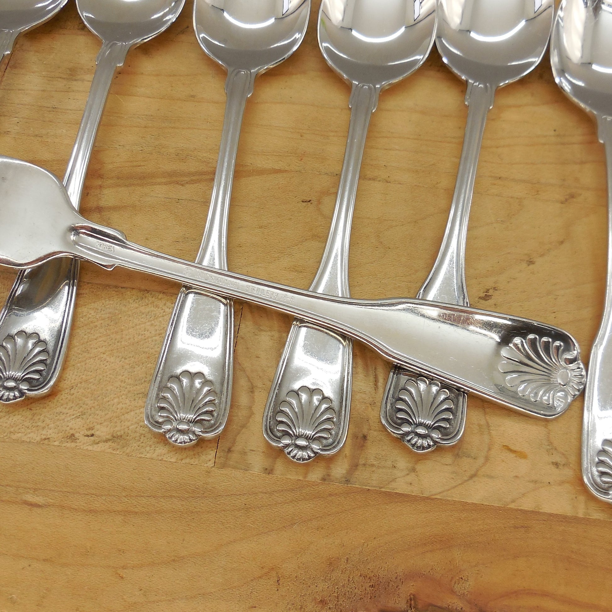 International Silver Royal Shell Stainless Flatware 24 Pieces Lot