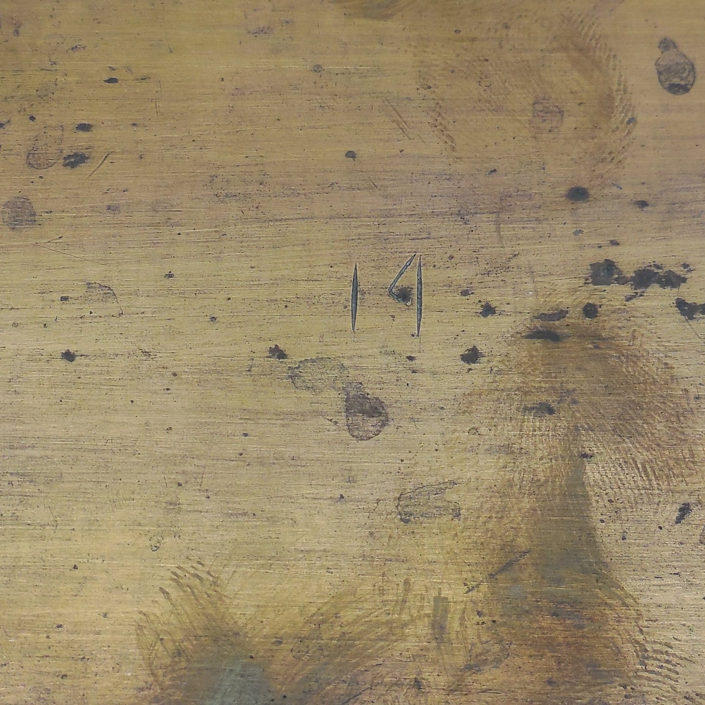 Vtg. Indo-Persian Long Brass Serving Tray Woman Man Deer Masks Marked