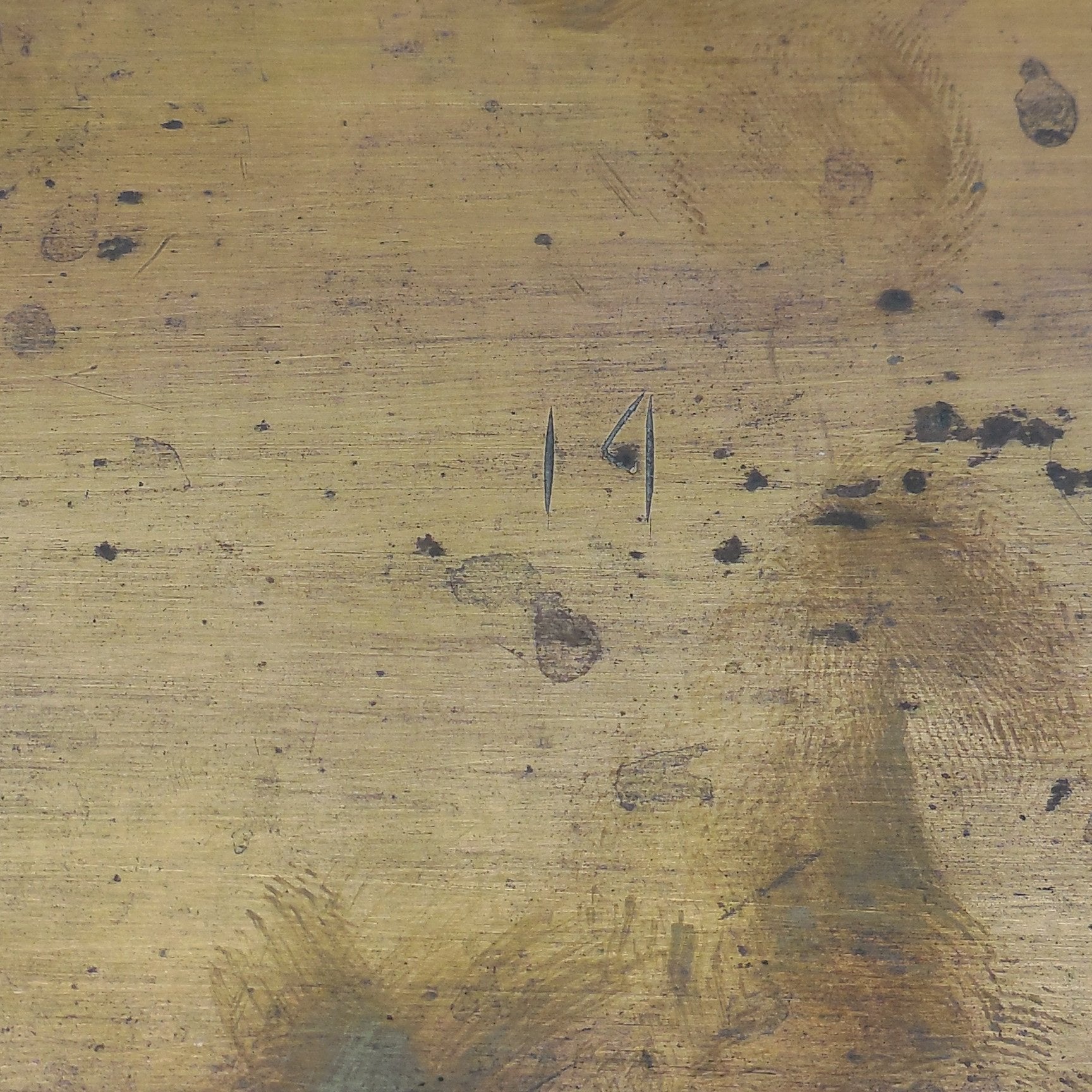 Vtg. Indo-Persian Long Brass Serving Tray Woman Man Deer Masks Marked