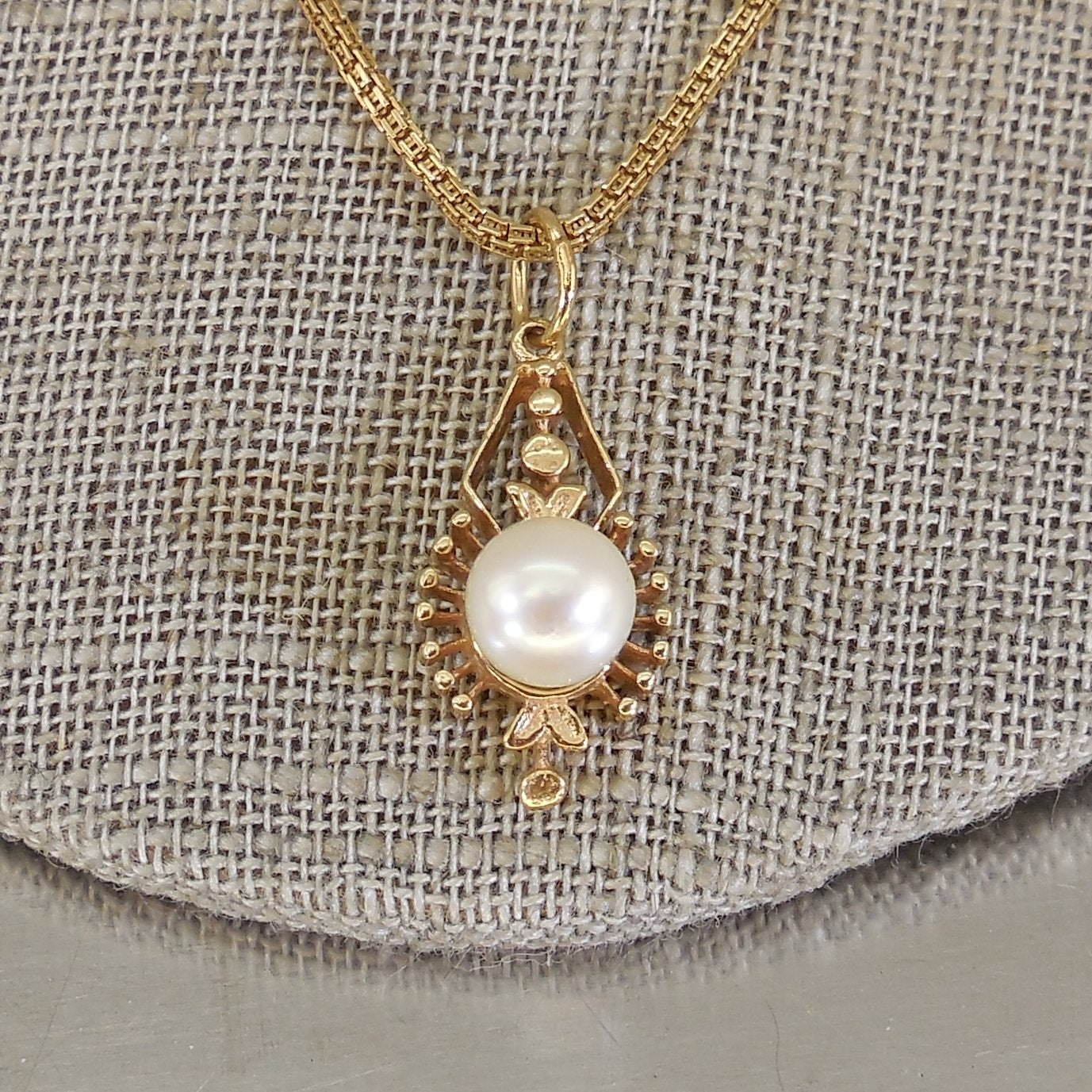 Oritalia Italy 14K Yellow Gold Pearl Pendant Necklace Earrings Set 13.1 Grams