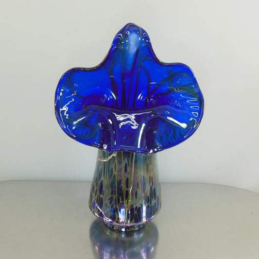 Unsigned Blown Art Glass Jack In The Pulpit Lamp Shade Blue