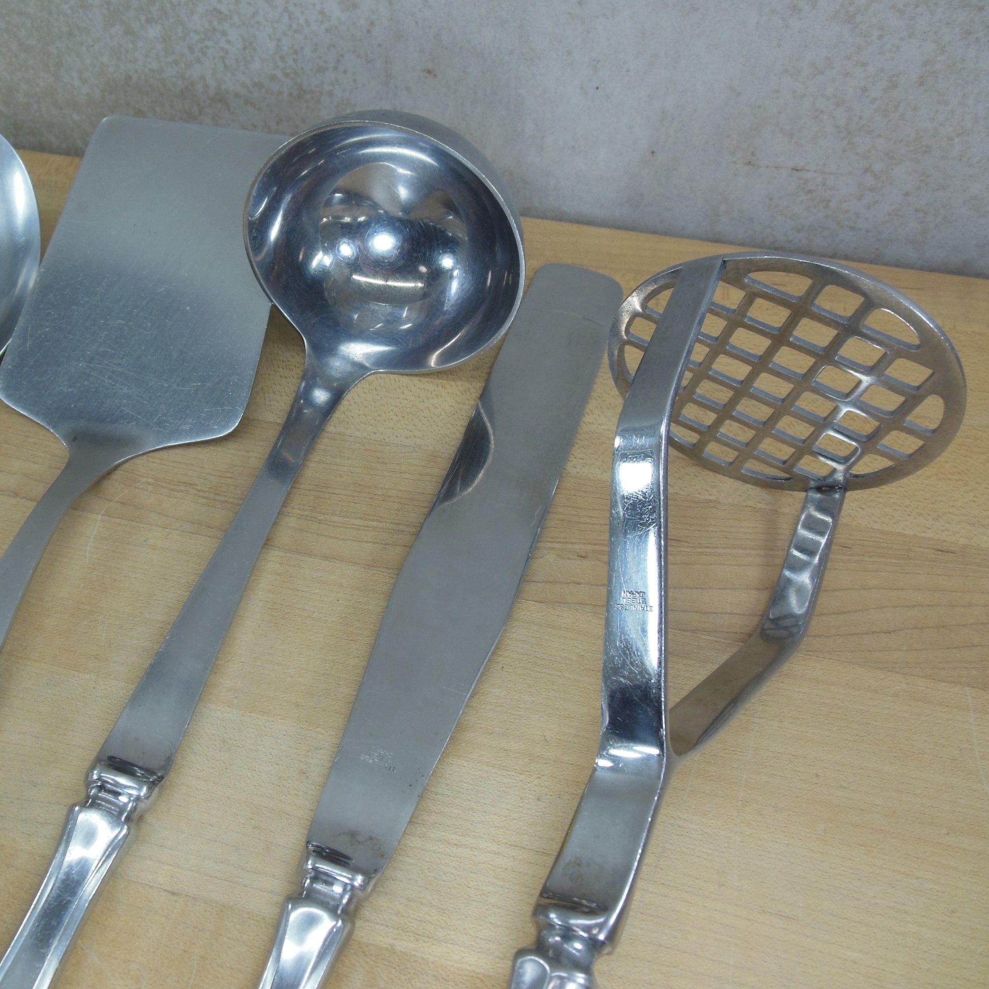 Unbranded Japan Stainless Steel Kitchen Utensil Set Traditional Edwardian masher spatula fork