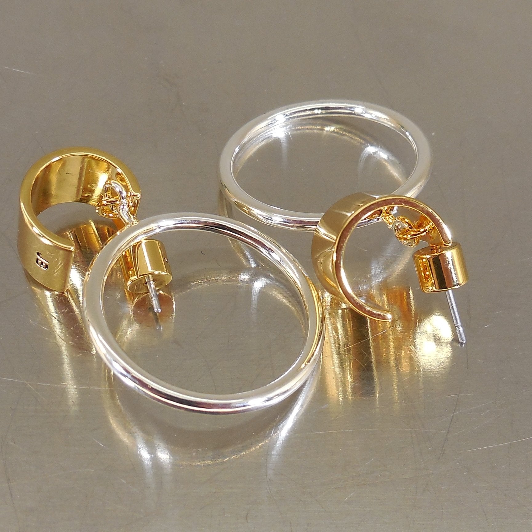 Jenny Bird Two Tone Faye Knocker Earrings 14K Gold & Silver Dipped Brass Hoop