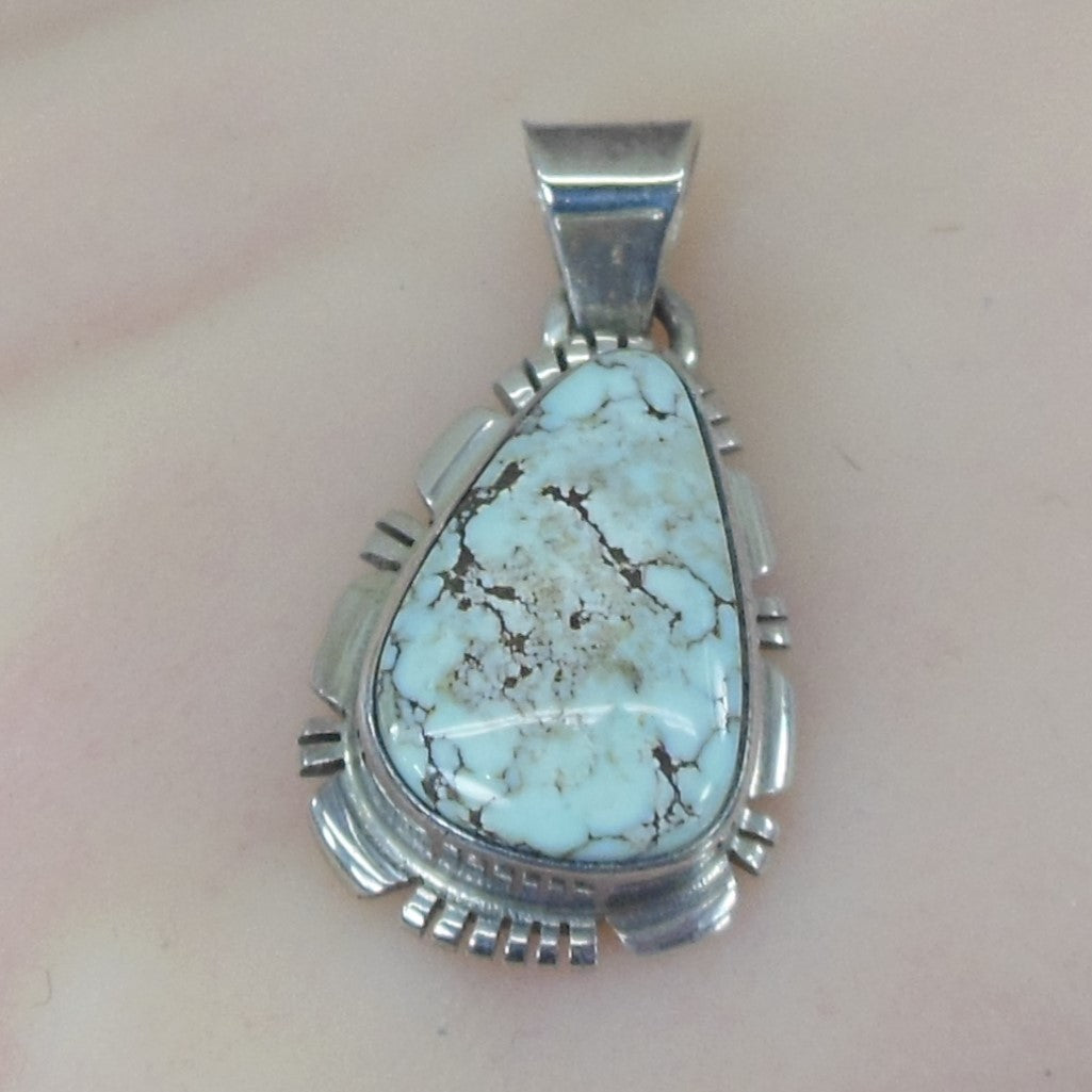 Jerold Francisco Navajo Sterling Silver Turquoise Pendant Vintage