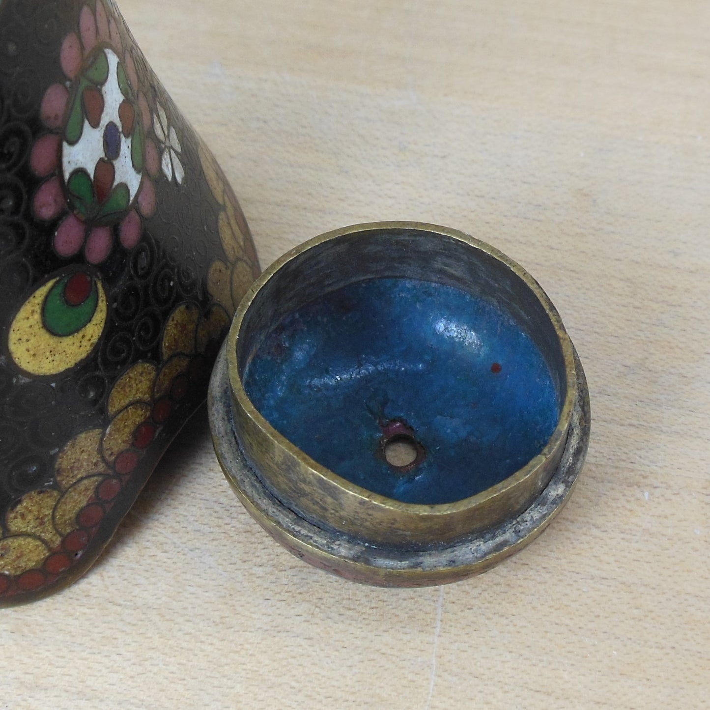 Japanese Meiji Cloisonne Chocolate Pot Demitasse Teapot Butterflies Bird lid