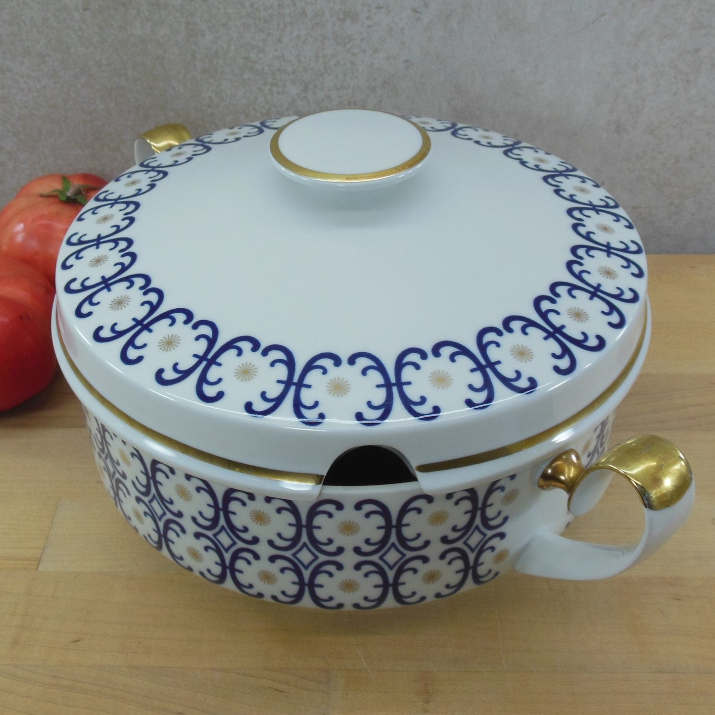 Weimar Germany Porcelain Echt Kobalt Eleganze Gold Soup Tureen Scroll Asterisk Vintage