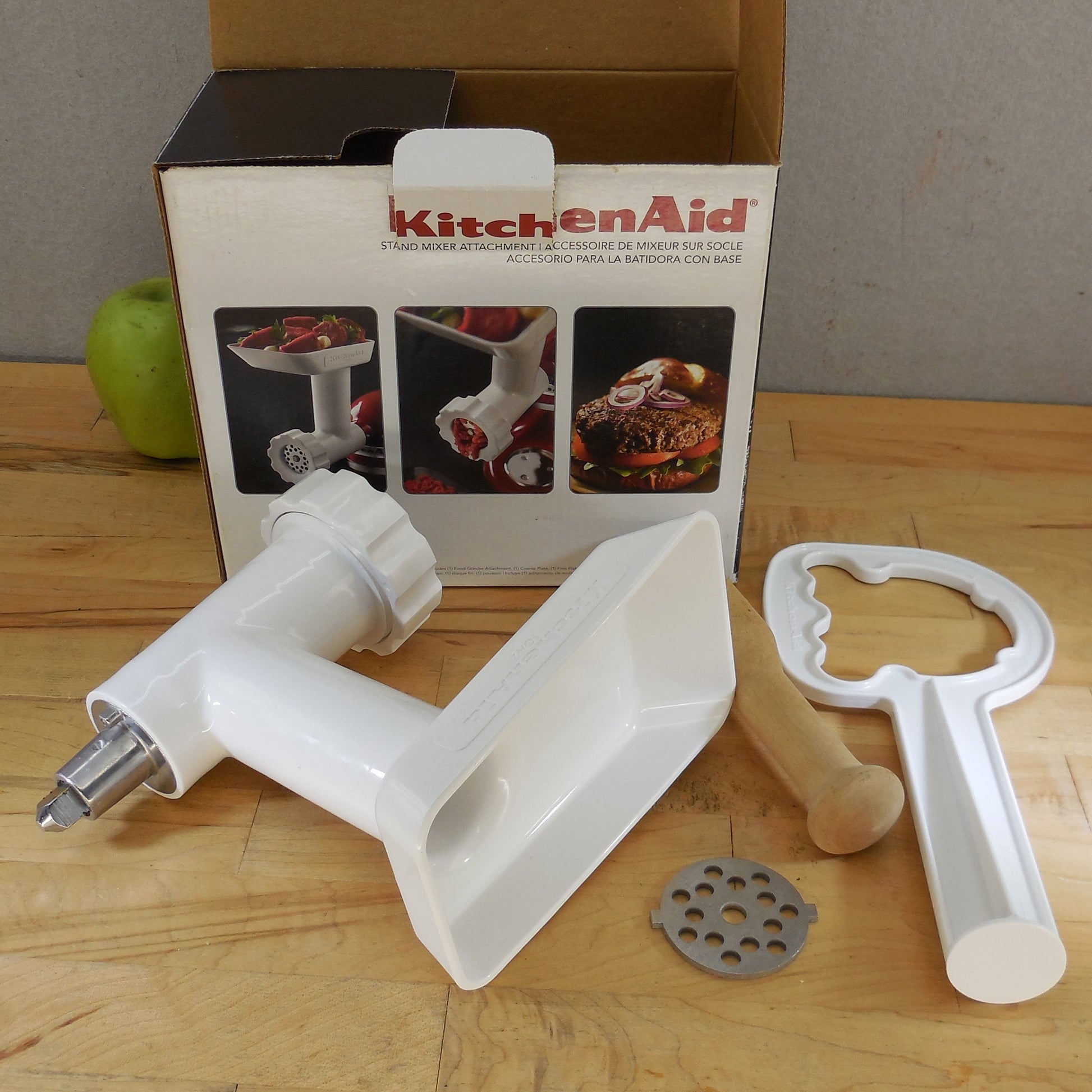 KitchenAid Mixer Attachment FGA Food Meat Grinder Set White EUC