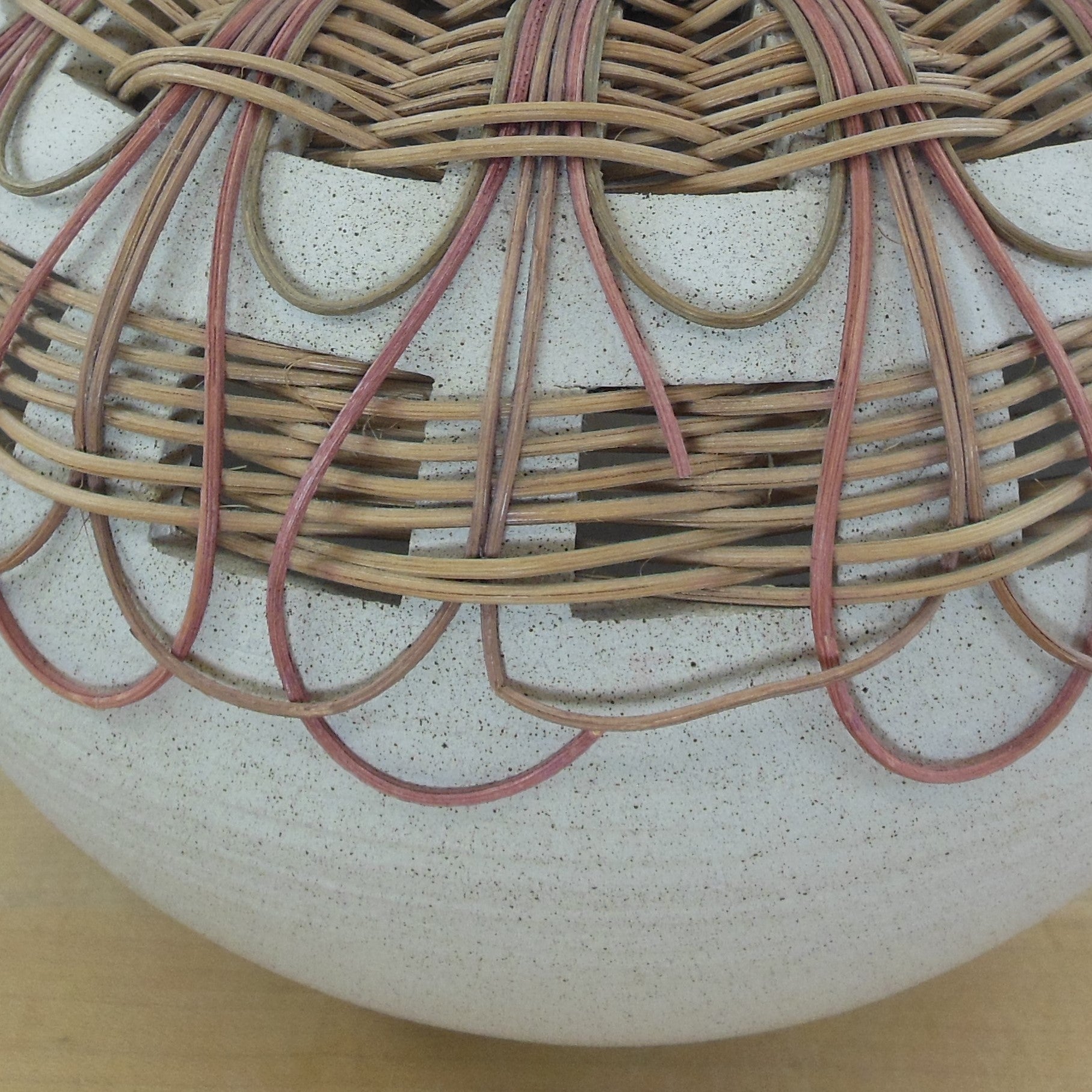 Kidd Wiesenmeyer 1996 Signed Art Pottery Basket Weave Vase Used