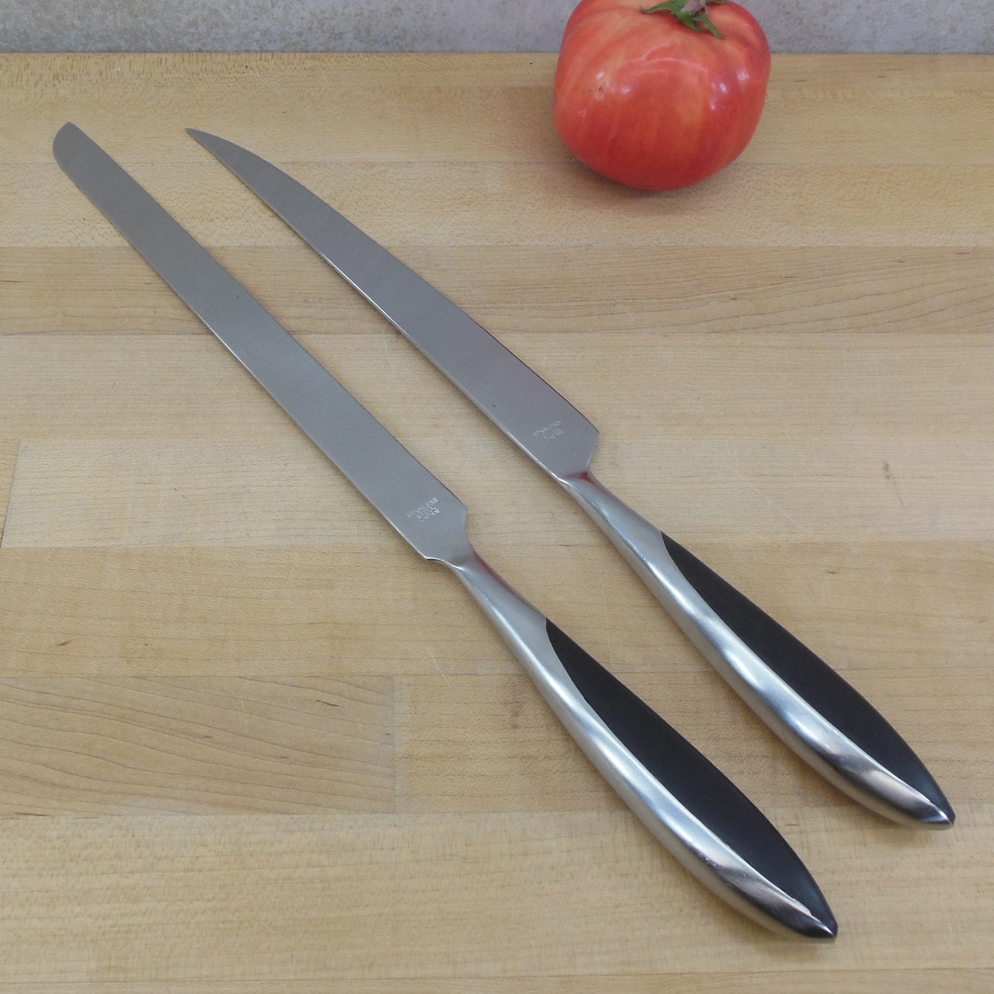 Unbranded Japan Stainless Black Composite Carving Slicing Knives vintage
