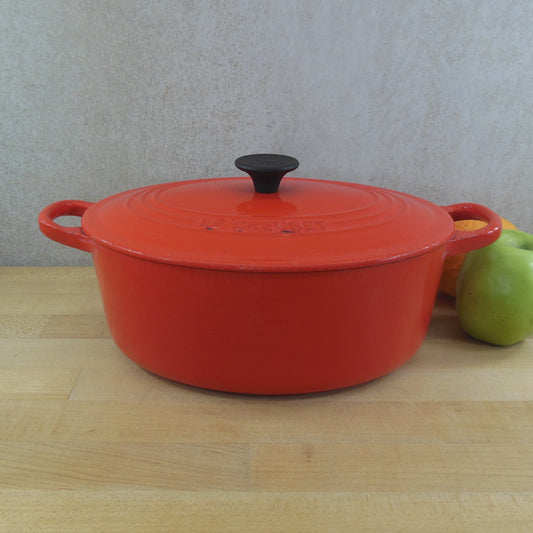 Le Creuset France Red Enamel Cast Iron #25 Oval Dutch Oven Pot Lid