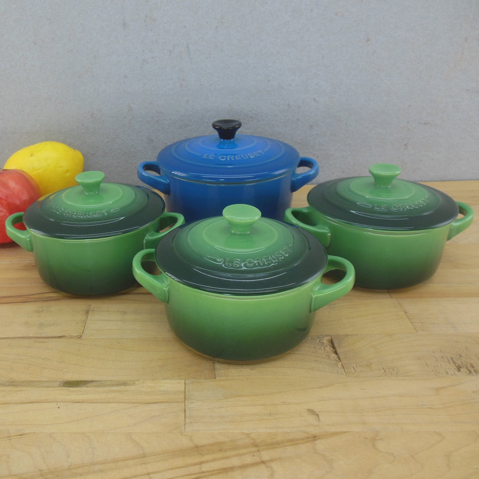 Le Creuset Stoneware 3 Emerald Mini Cocottes 10cm 1 Blue 12cm
