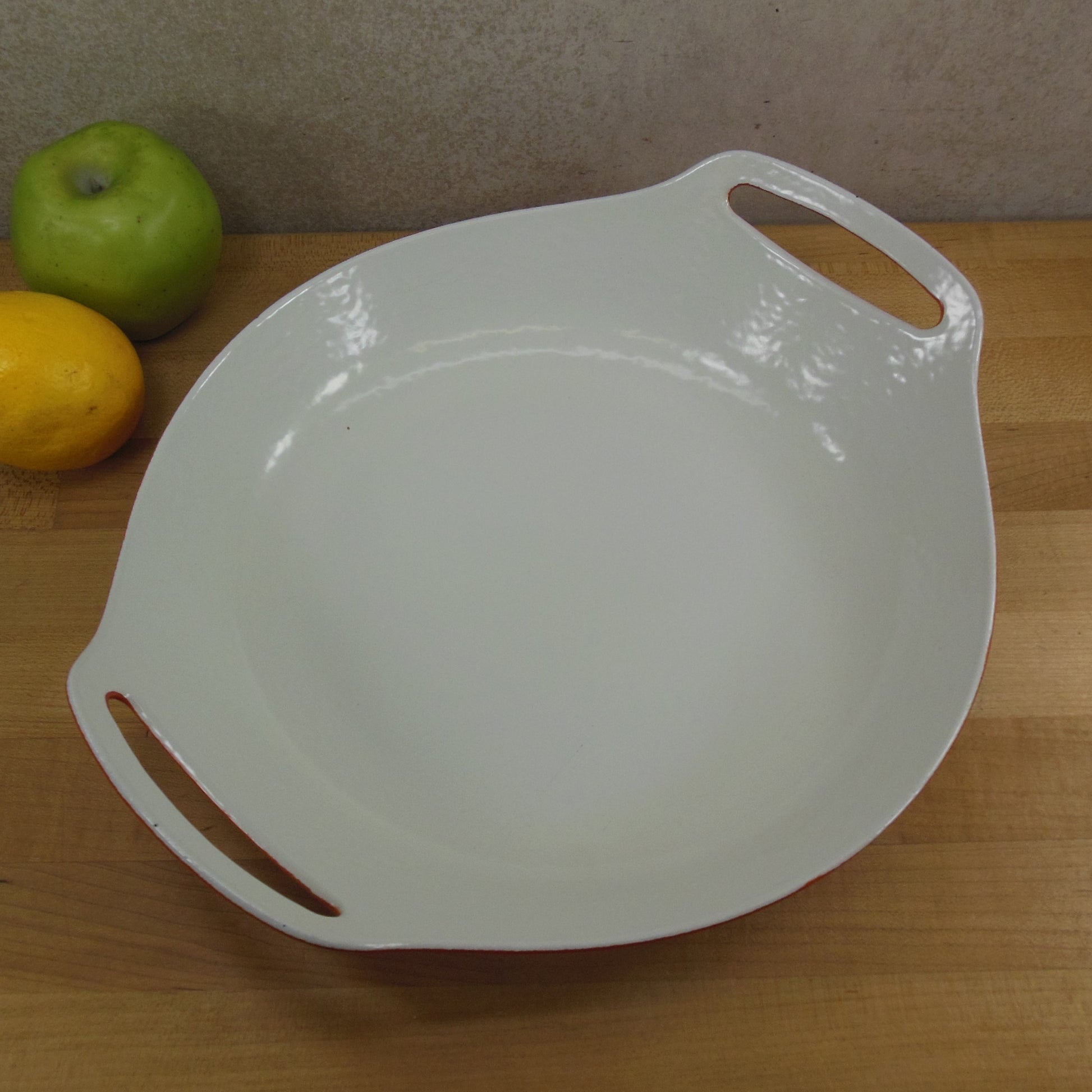 Copco Denmark Lax Orange Cast Iron Round Casserole Baker Paella Pan White