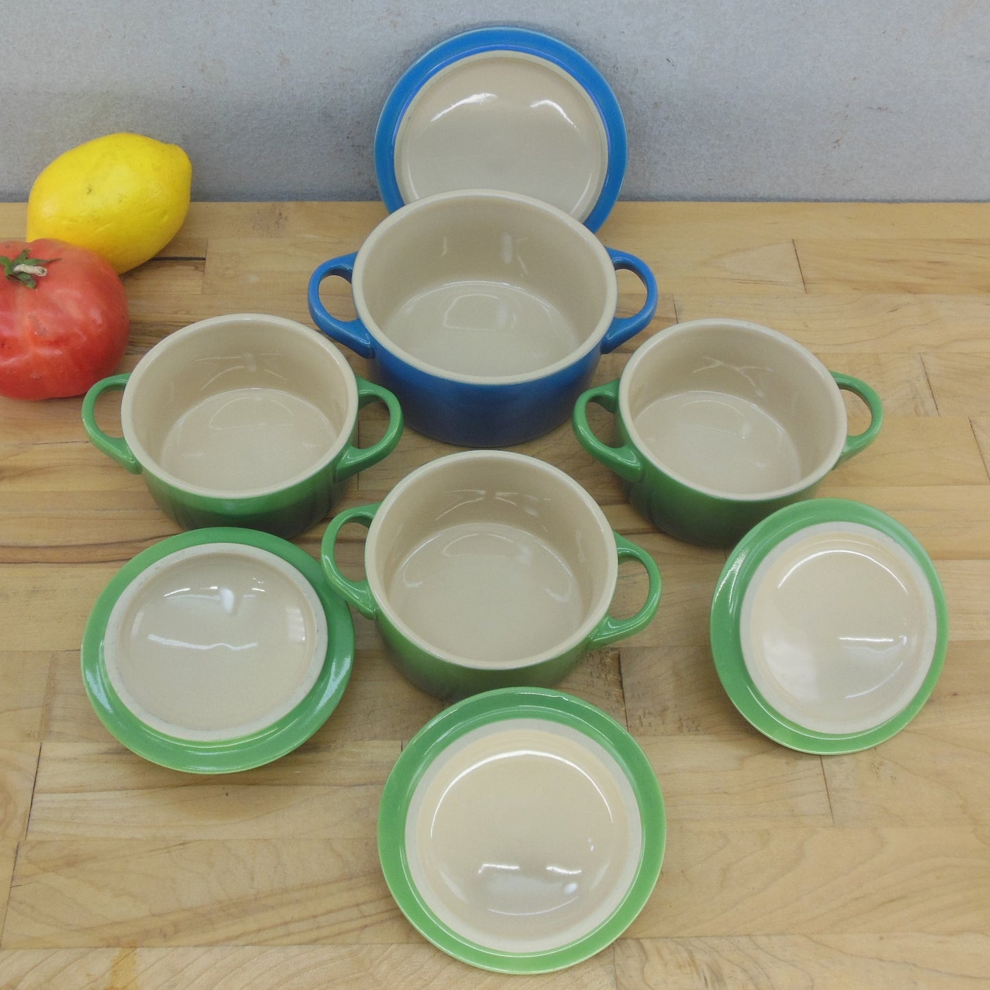 Le Creuset Stoneware 3 Emerald Mini Cocottes 10cm 1 Blue 12cm Clean