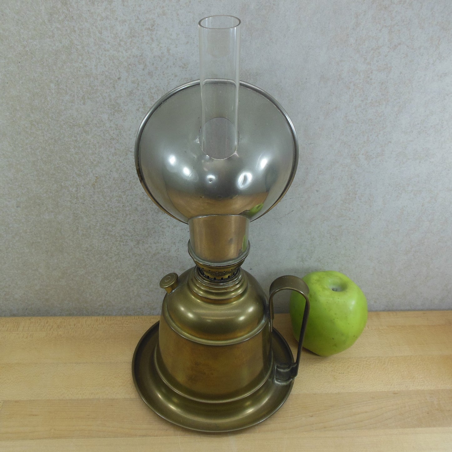 Rund Brenner Reform Reflector Brass Oil Lamp Wall Table antique