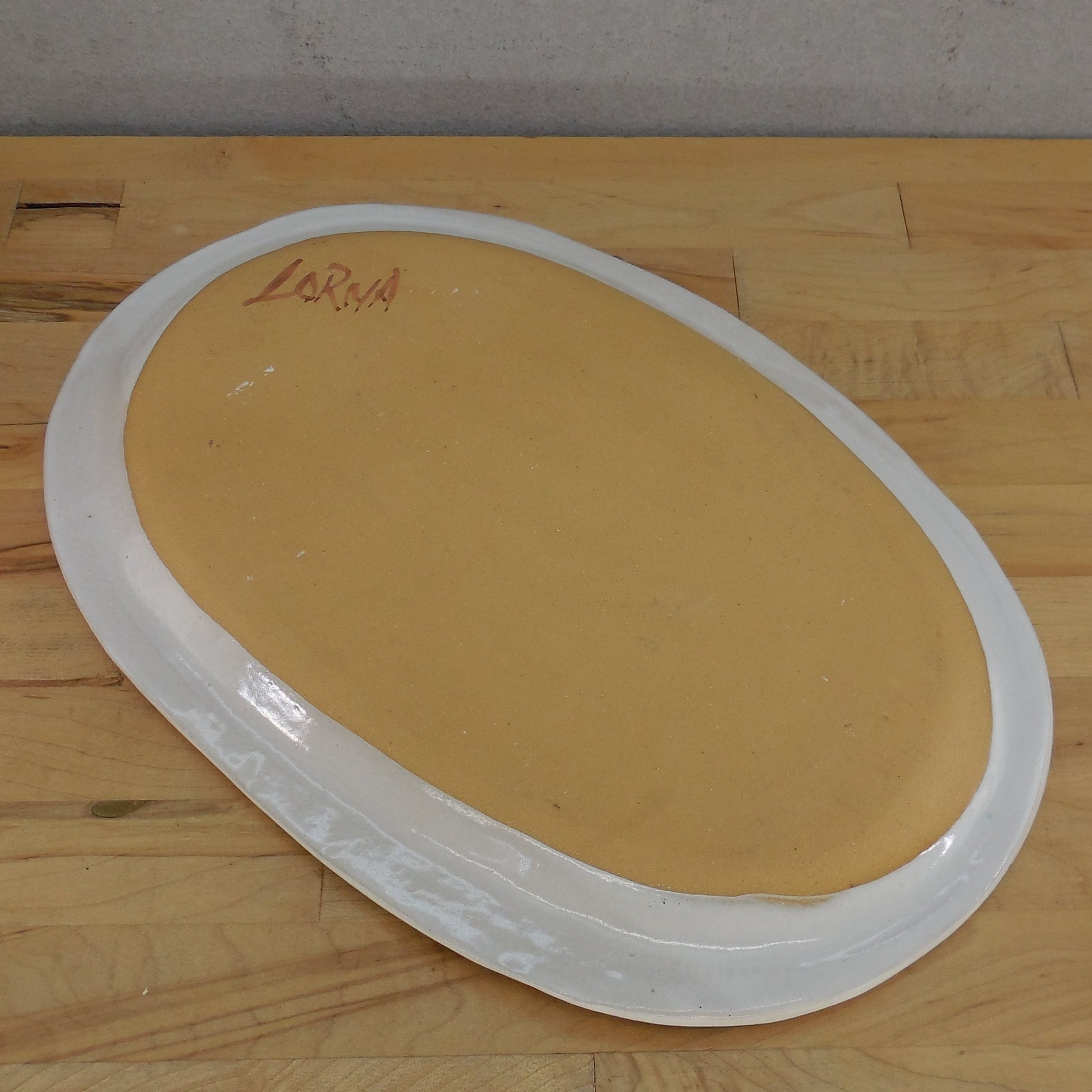 Lorna Smith Pottery Large Oval Serving Tray Platter Carp Fish Signed