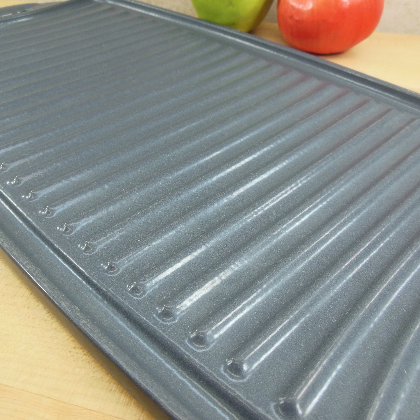 LaFont Jumbo Gray Enamel Cast Iron Griddle Grill Double Used