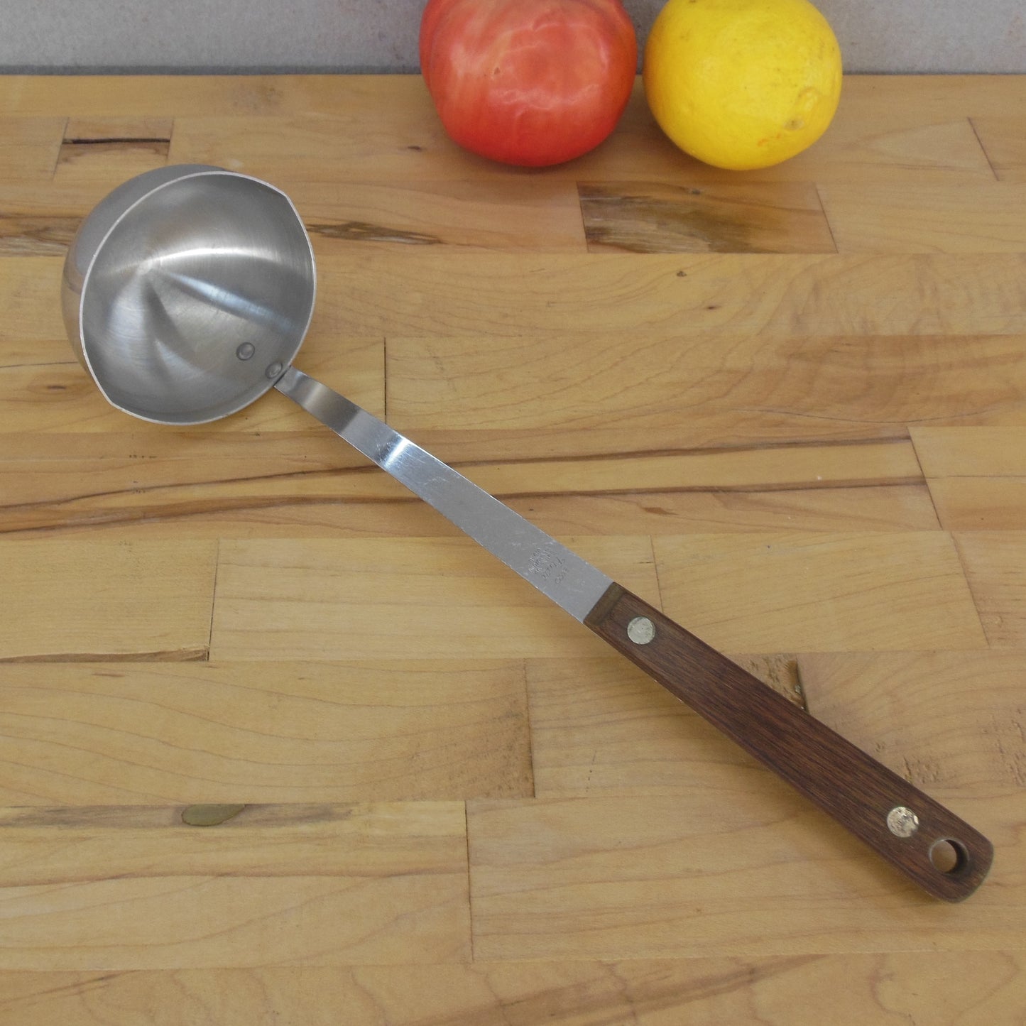 Ekco Flint Stainless Wood Handle Ladle Utensil Vintage