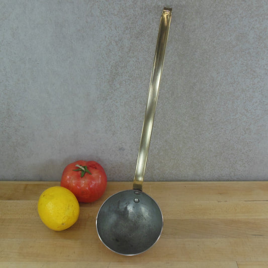 Unbranded Copper Tin Brass Hook Handle Serving Ladle 6 Oz.