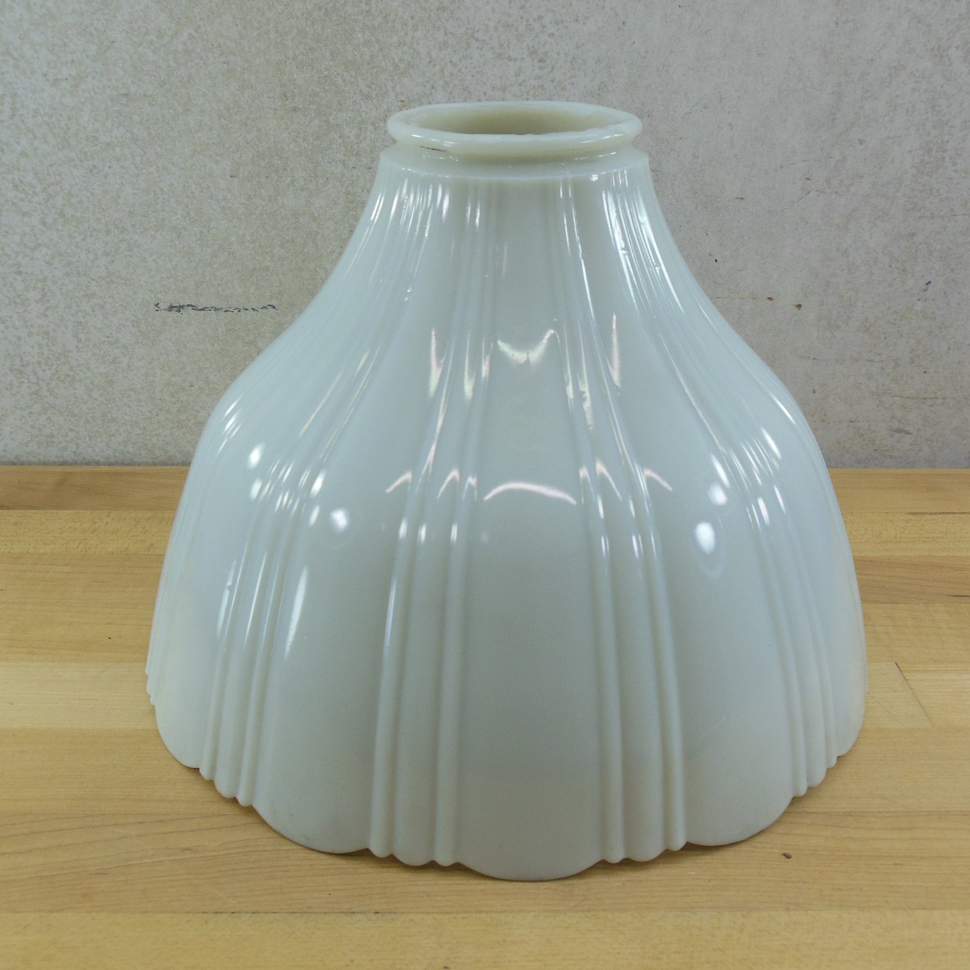 Antique Ribbed Fluted White Glass Light Lamp Shades 10.5" - 4 Set