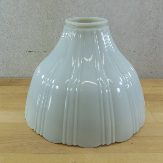 Antique Ribbed Fluted White Glass Light Lamp Shades 10.5" - 4 Set