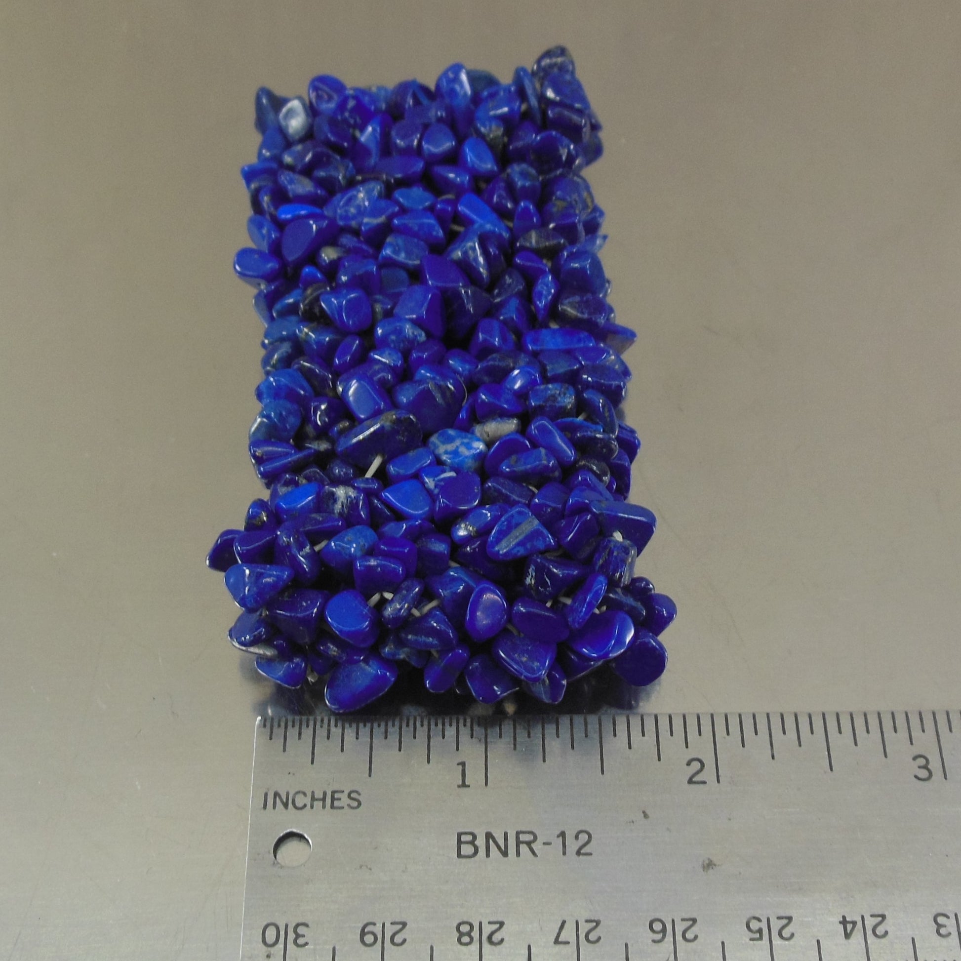 Blue Lapis Lazuli Chip Bead Stretch Bracelet 1-3/4" Wide used