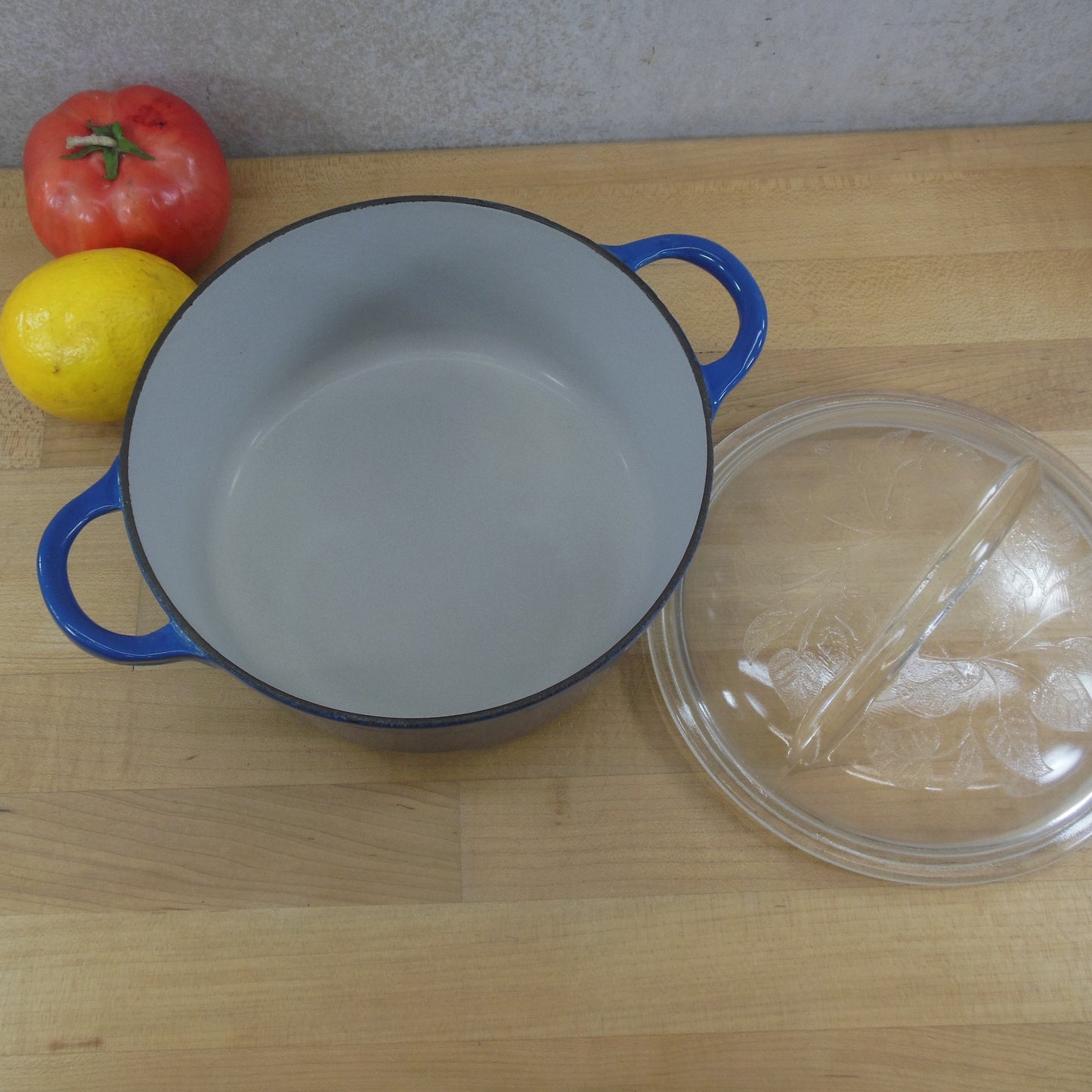 Le Creuset Cousances France #18 Blue Dutch Oven Pot & HH Lid Vintage