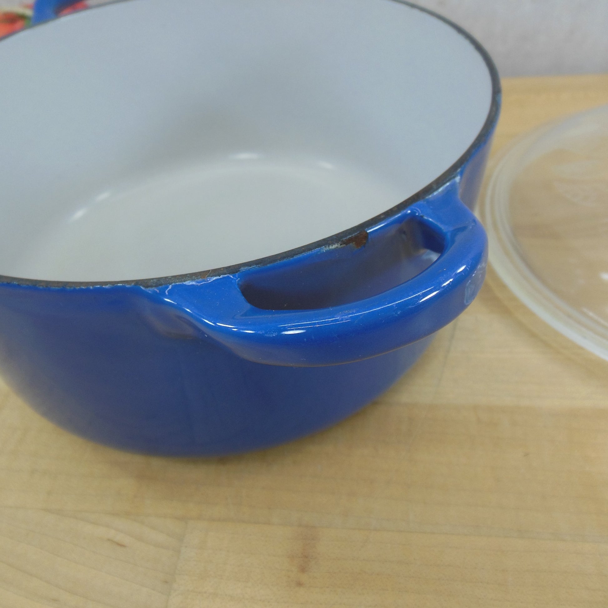 Le Creuset Cousances France #18 Blue Dutch Oven Pot & HH Lid Chip