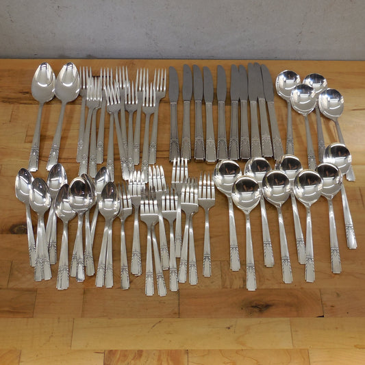 Oneida Wm Rogers Lady Drake Silver Plate Silverware Set 59 Pcs.