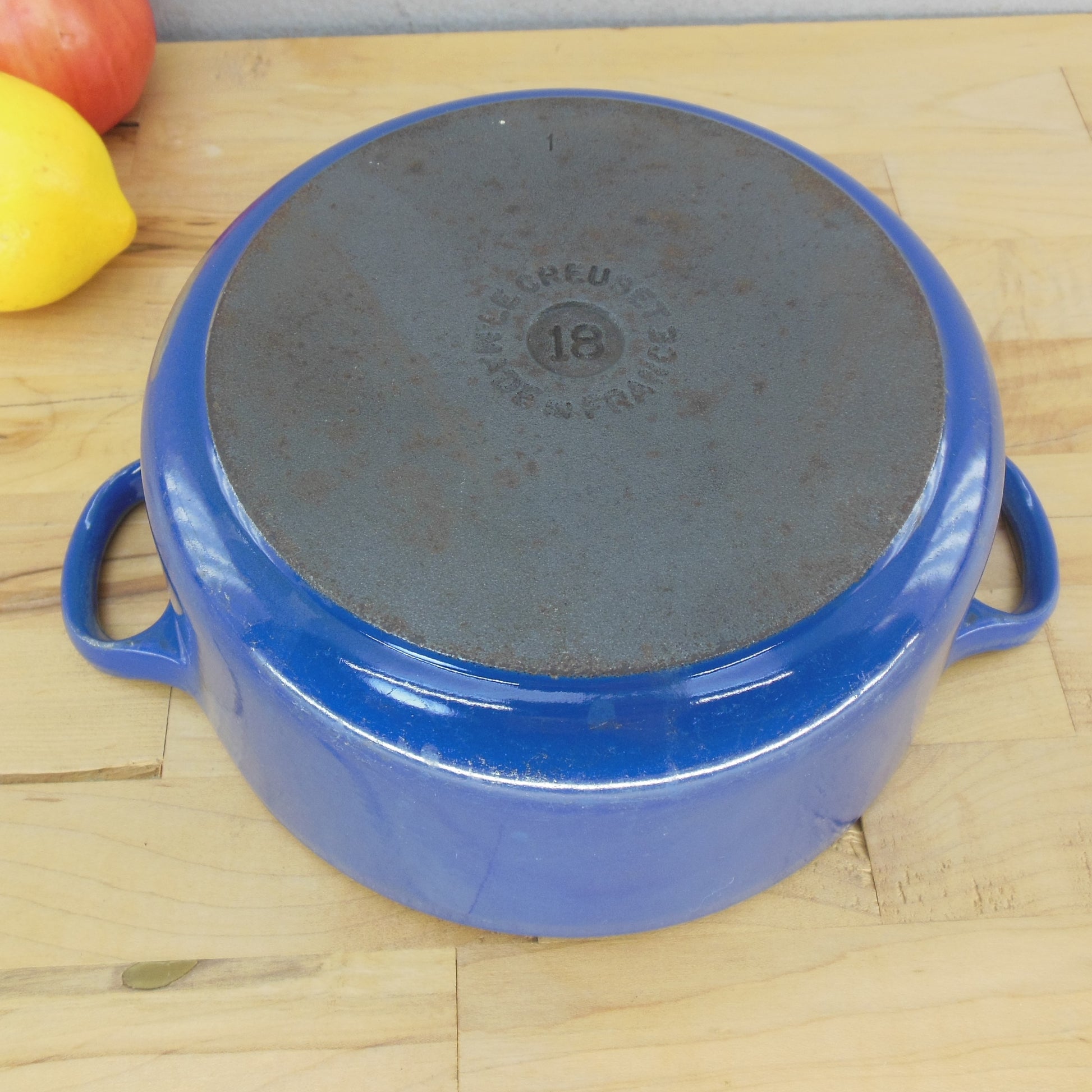 Le Creuset Cousances France #18 Blue Dutch Oven Pot - No Lid Bottom