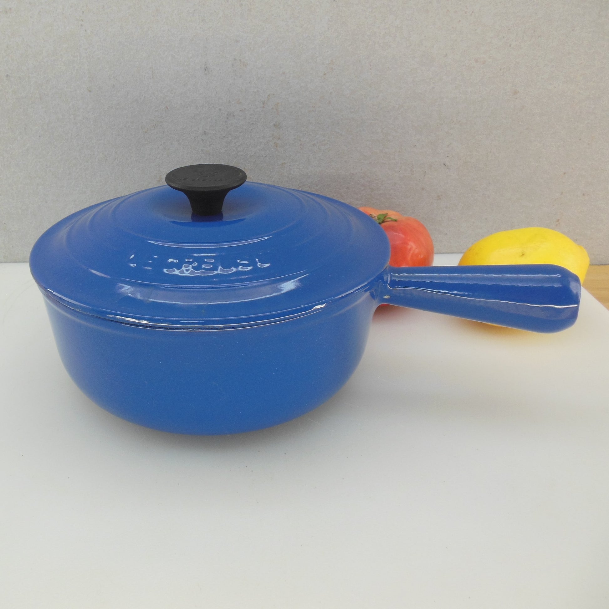 Le Creuset France Blue Enamel Cast Iron 2 Qt. Saucepan & Lid