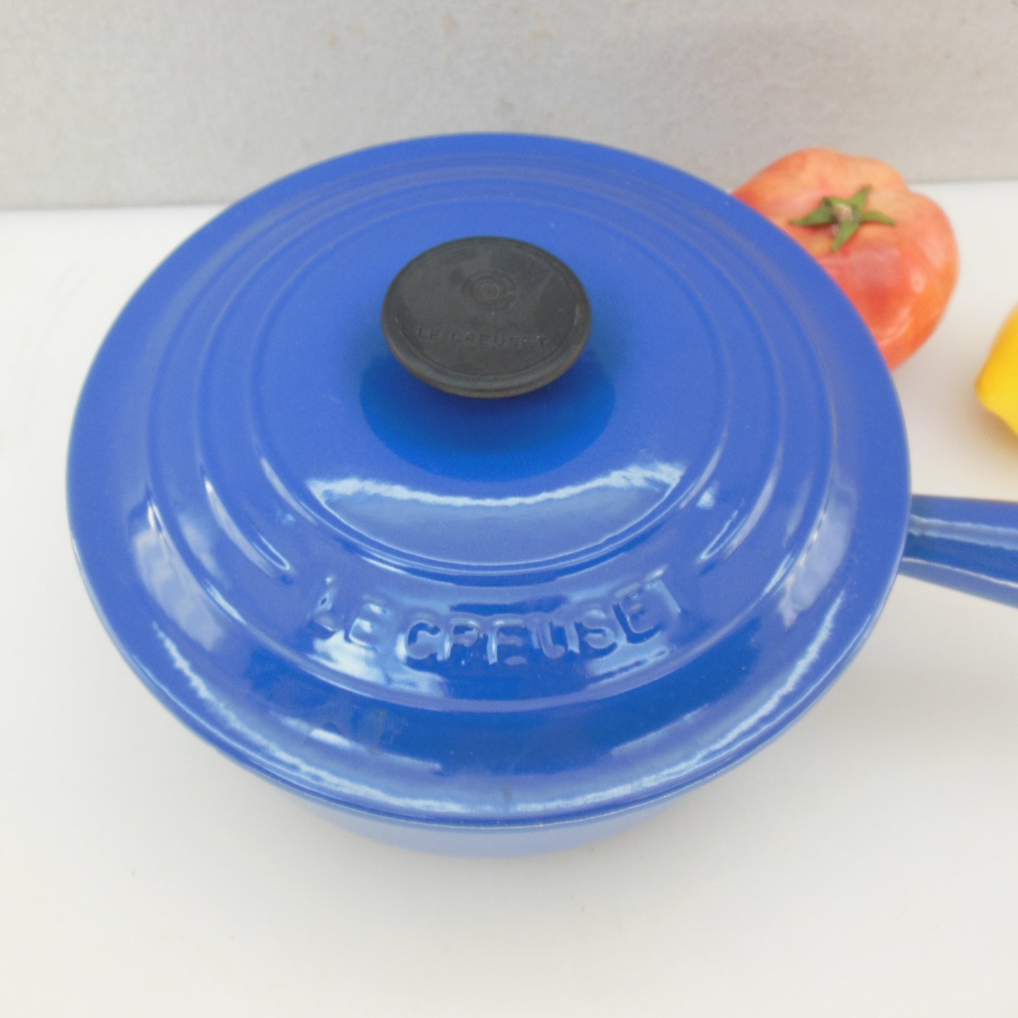 Le Creuset France Blue Enamel Cast Iron 2 Qt. Saucepan & Lid Cover