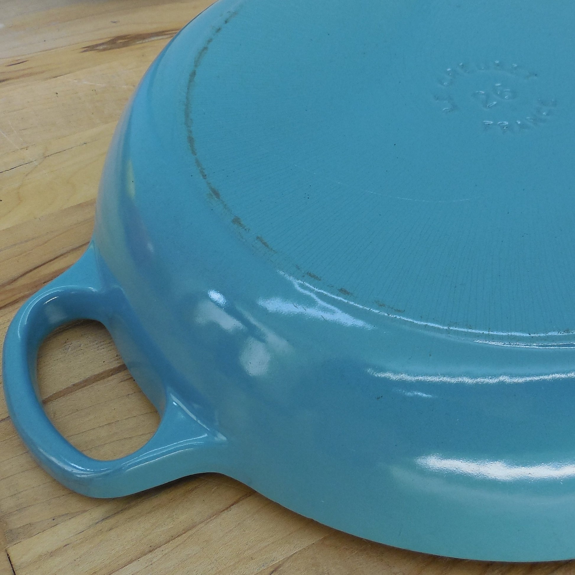 Le Creuset 2.25 Qt. Braiser Pan & Lid Turquoise Enamel Cast Iron 26cm Used