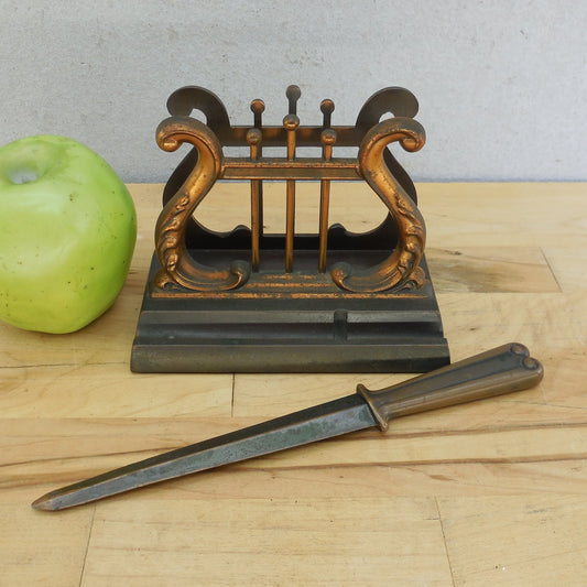 Unbranded Copper Plated Bronze Letter Holder & Opener Harp Lyre