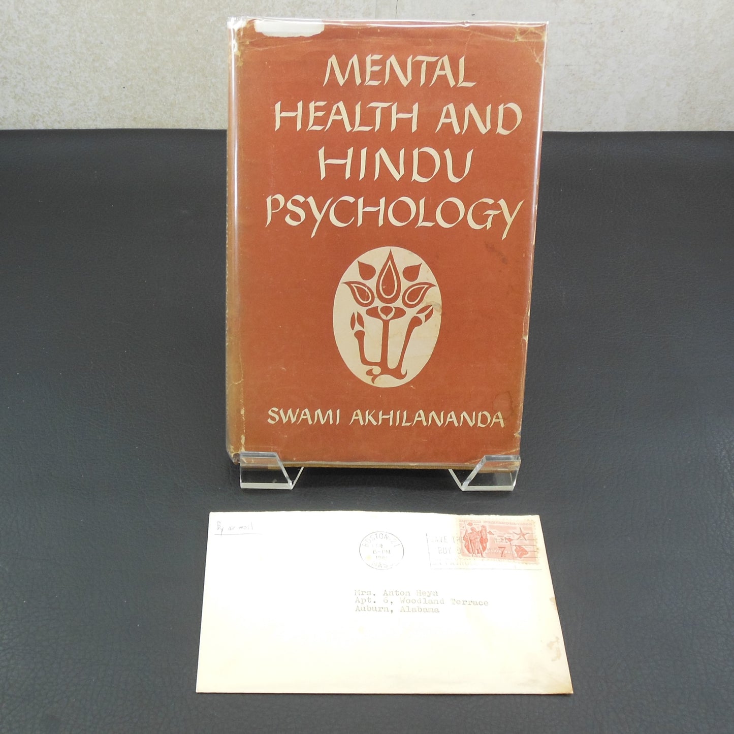 Swami Akhilananda Signed Book - Mental Health and Hindu Philosophy & Letter Laid In