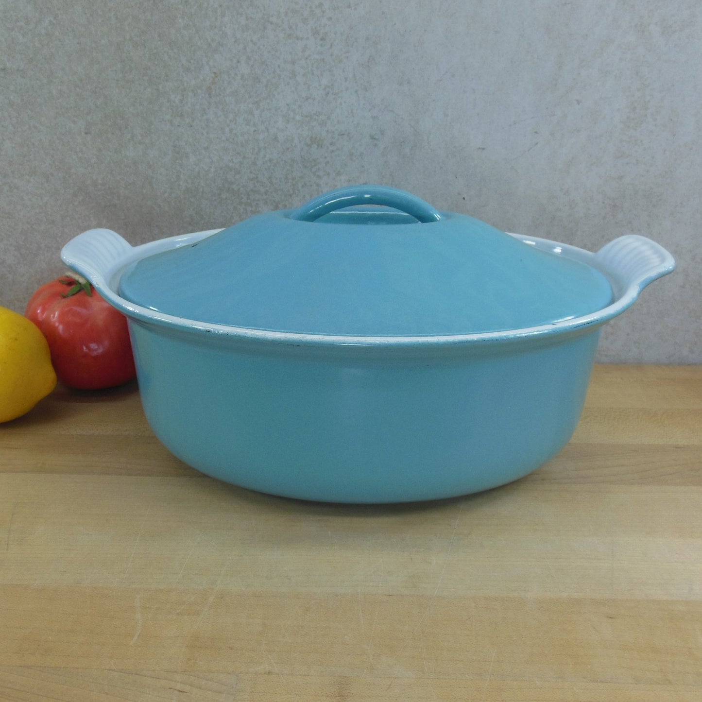 Le Creuset France Turquoise Enamel Cast Iron #24 Oval Dutch Oven Cocotte