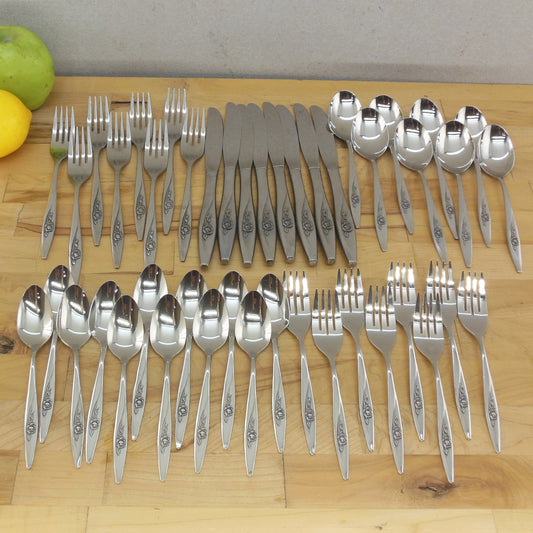 Oneida Oneidacraft Lasting Rose Stainless Flatware 44 Pcs. Service for 8