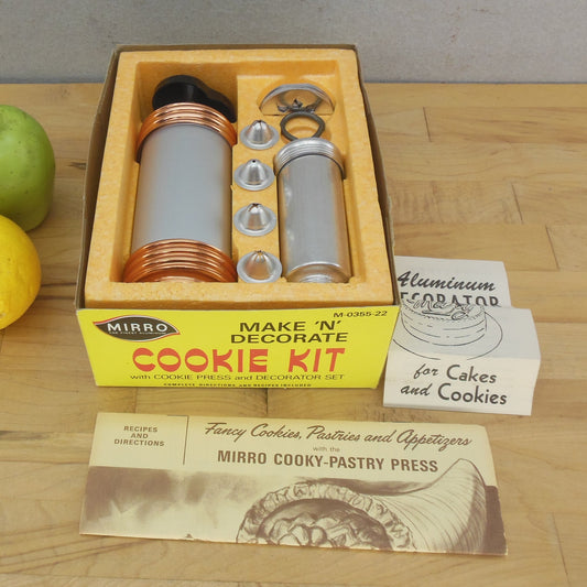Mirro Aluminum Cookie Cooky Dessert Pastry Press Set Box Instructions NOS
