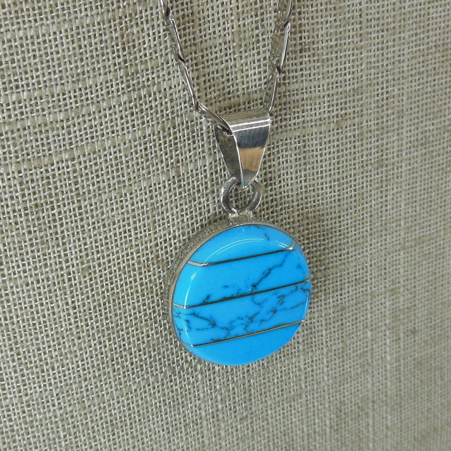 Unbranded Mexico 925 Sterling Silver Turquoise Pendant Necklace