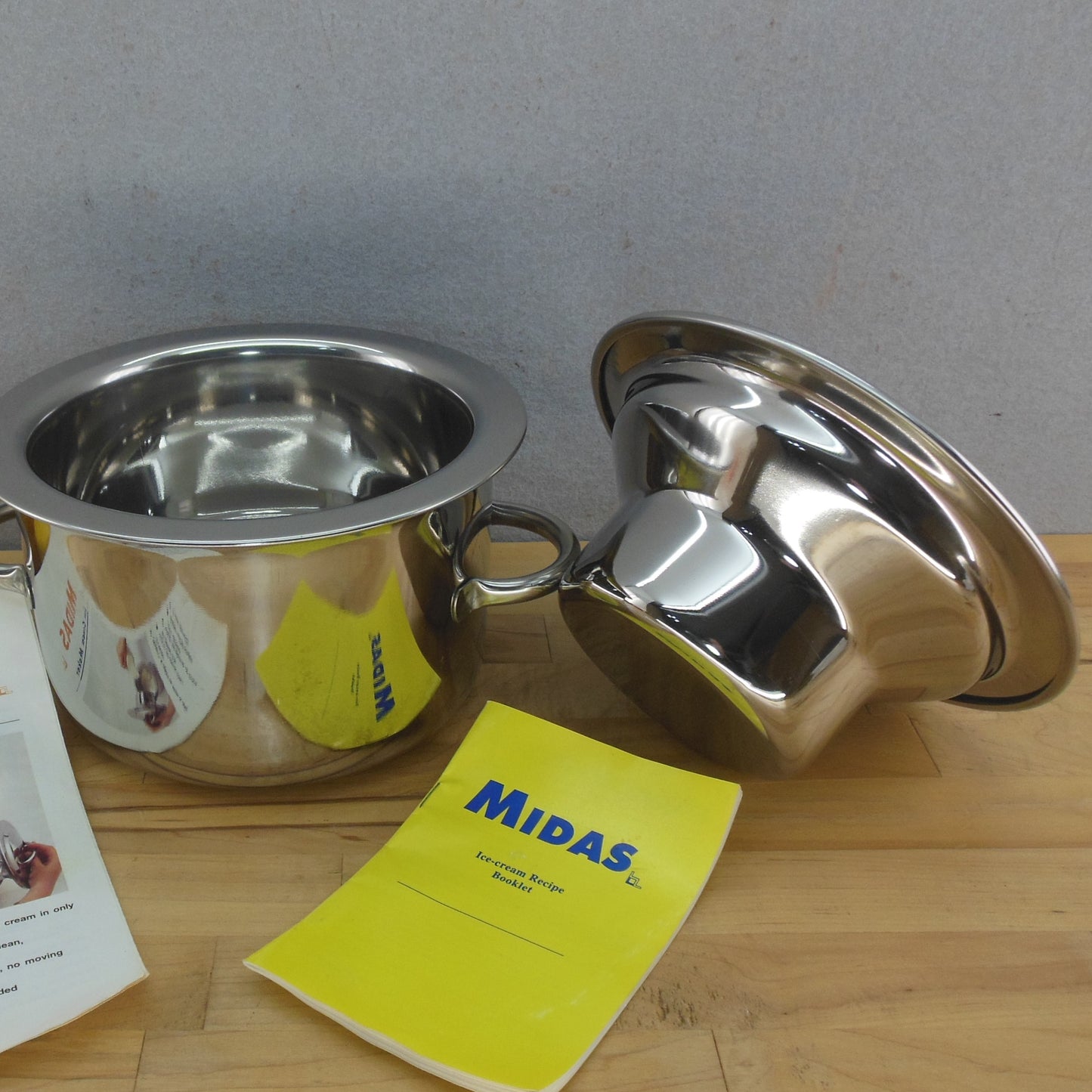 Midas Stainless Non-electric Freezer Ice Cream Maker Vintage