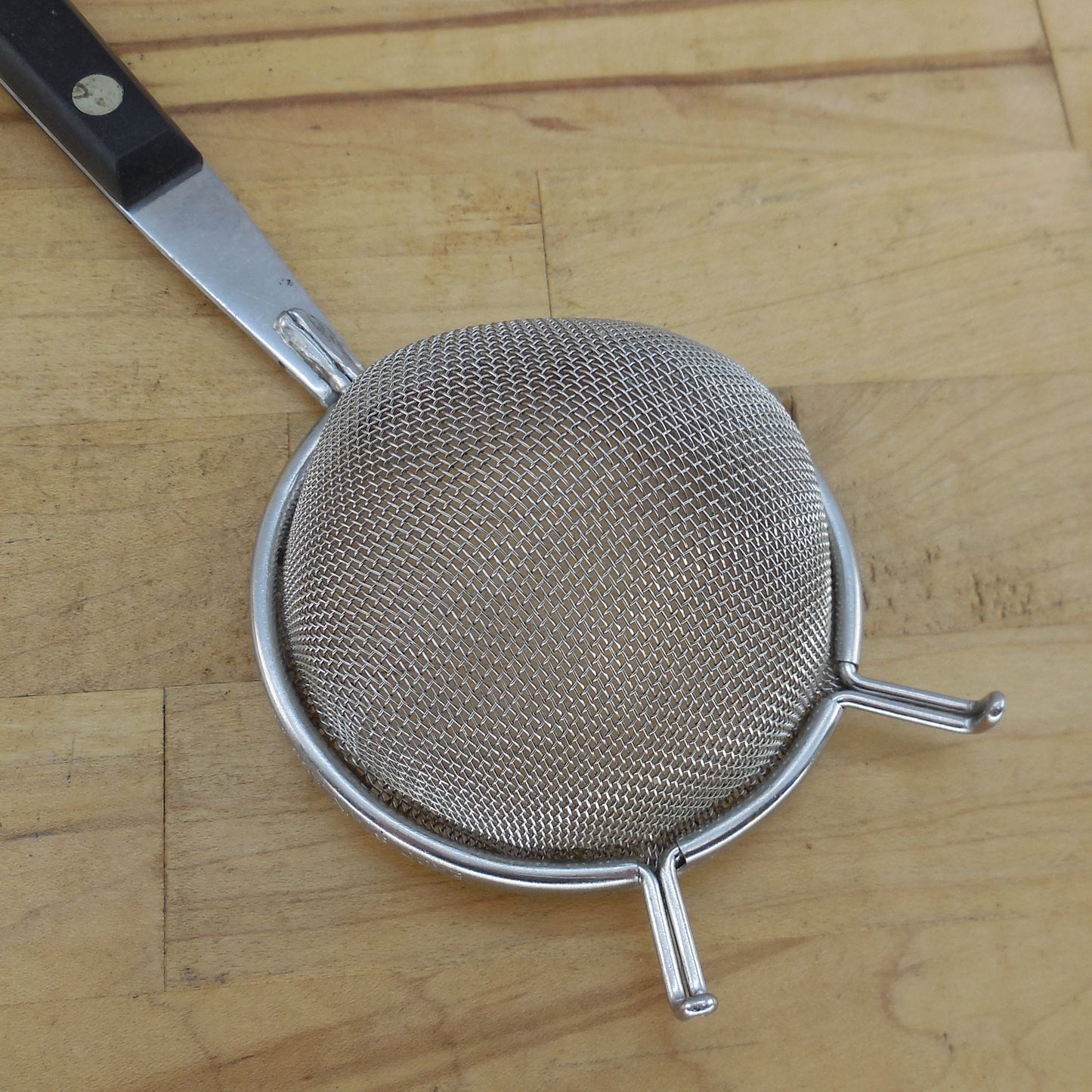 Flint Ekco USA Stainless 3" Mesh Strainer Black Handle #1982 used