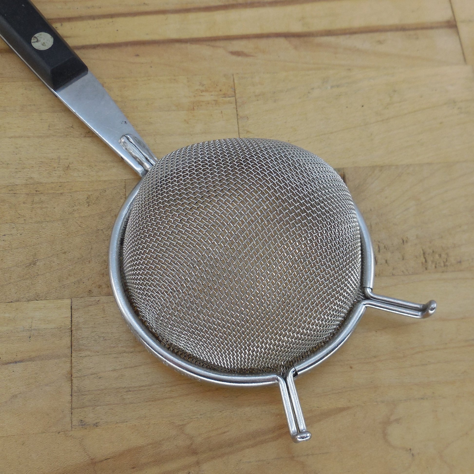 Flint Ekco USA Stainless 3" Mesh Strainer Black Handle #1982 used