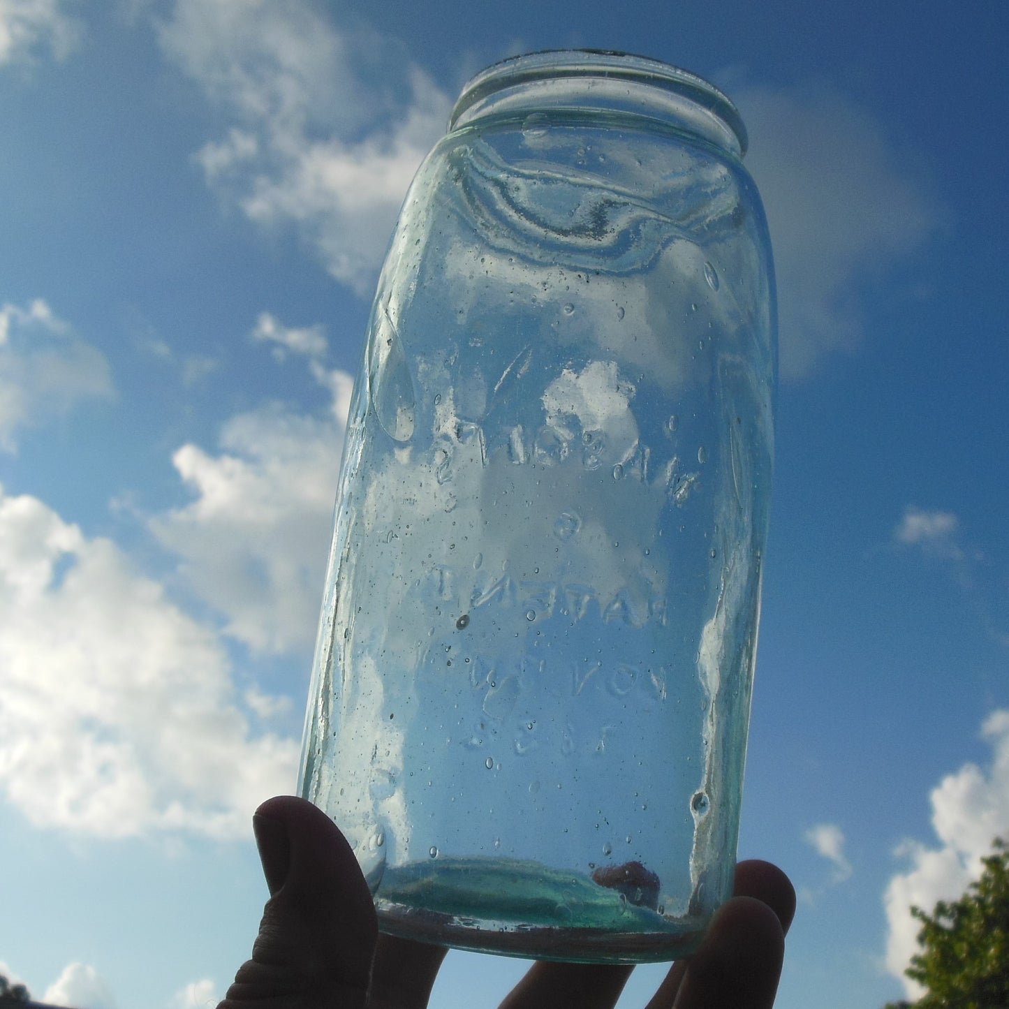 Mason's 6 Patent Nov 30th 1858 Aqua Fruit Canning Jar Quart Vintage