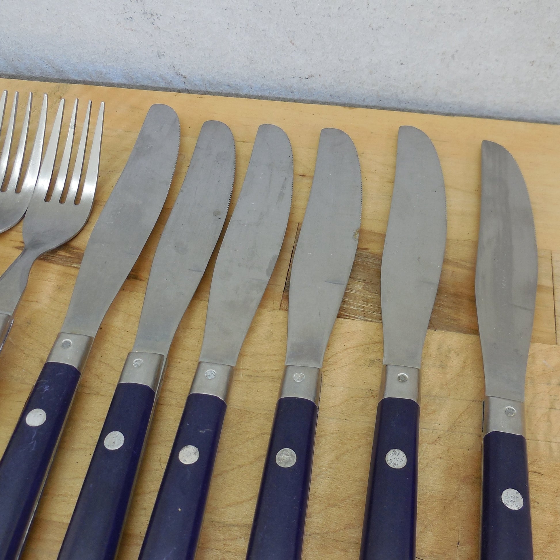 Washington Forge Mardi Gras Navy Blue Flatware Partial Set vintage used