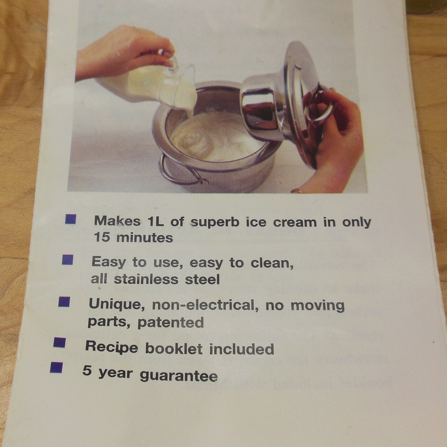 Midas Stainless Non-electric Freezer Ice Cream Maker Instruction Booklet