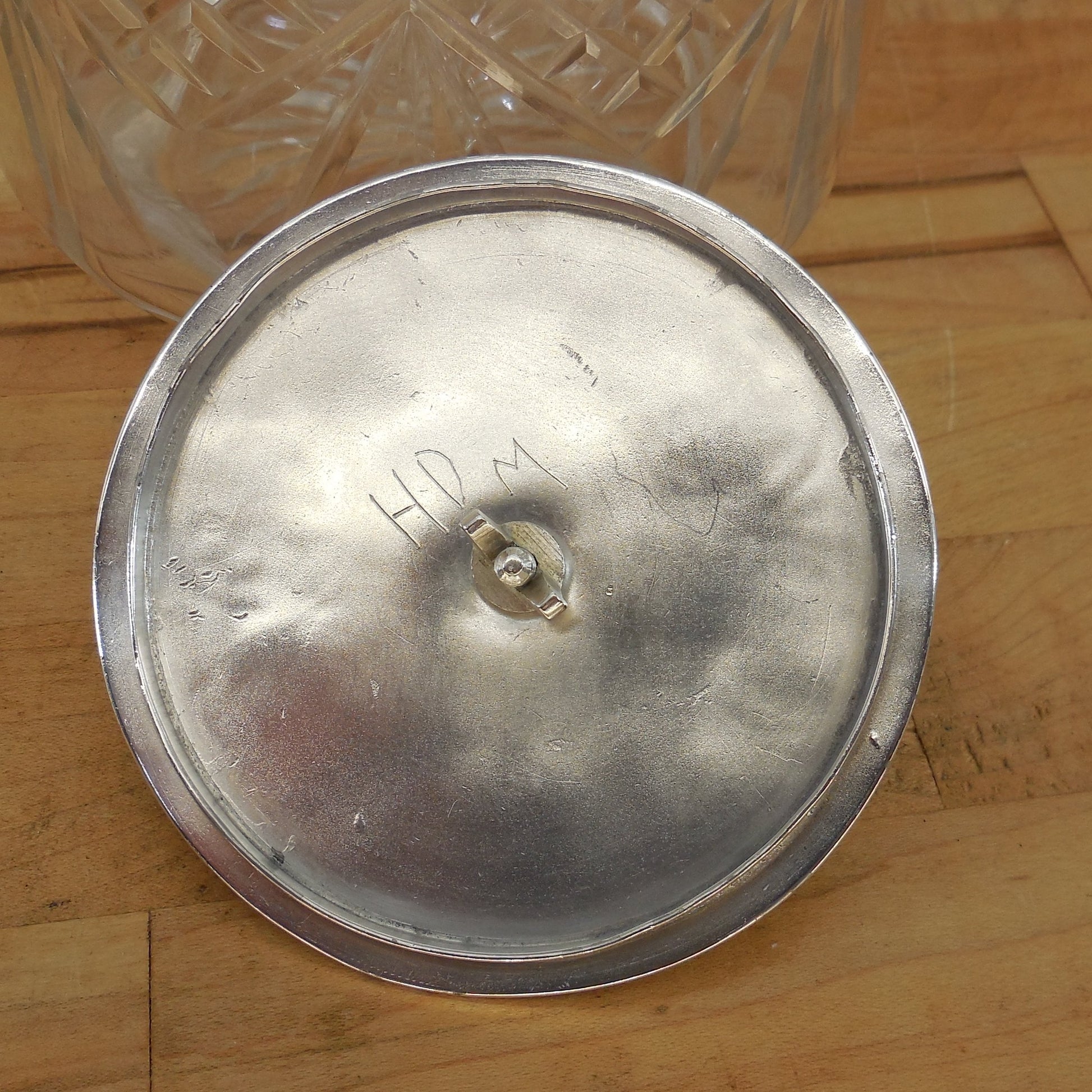 Unbranded Antique Silver Plate Crystal Cut Glass Biscuit Jar Medallions