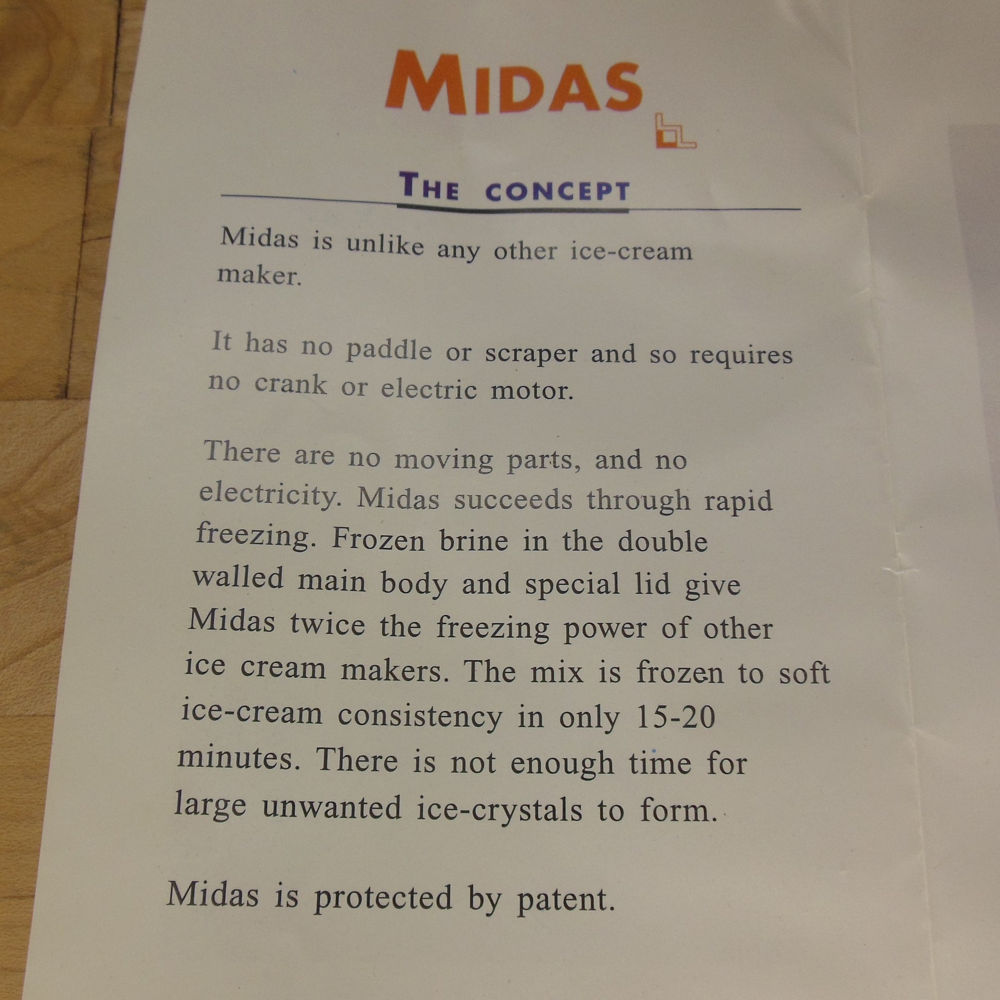 Midas Stainless Non-electric Freezer Ice Cream Maker Recipe Booklet