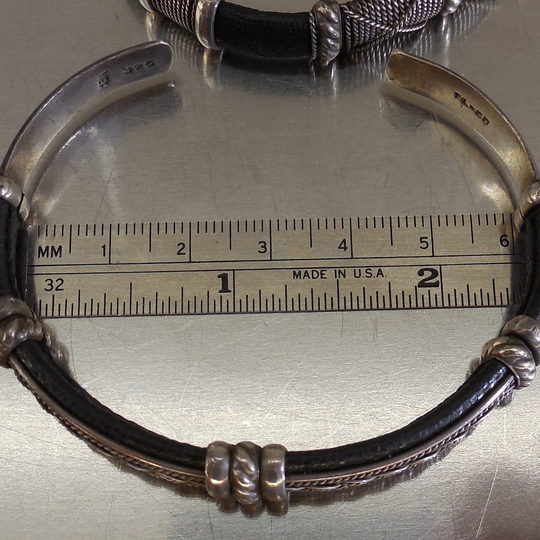 Pair Taxco TL-53 Mexico 925 Sterling Silver Snakeskin Cuff Bracelets 2-3/8" 6cm
